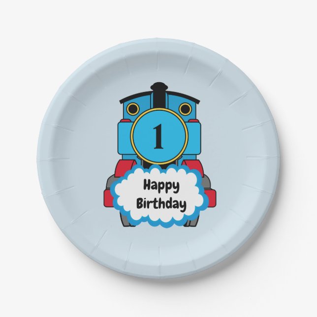 Assiettes En Carton Bonne plaque d'anniversaire du garçon du train (Devant)