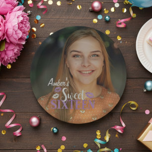 Assiettes En Carton Bonne plaque de papier photo Sweet sixteen d'anniv