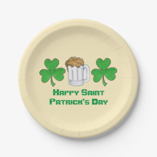 Assiettes En Carton Bonne Saint Patrick's Day Bière Shamrock vert