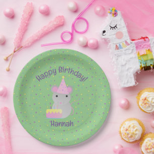 Assiettes En Carton Bonne Souris de fête d'anniversaire