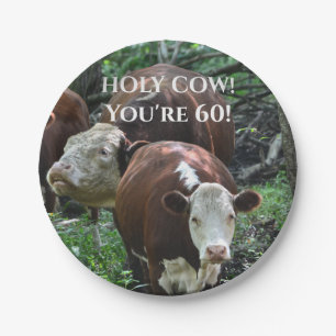 Assiettes En Carton Bonne vache d'anniversaire !