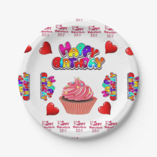 Assiettes En Carton Bonne Valentine's Happy Birthday Plaques de papier