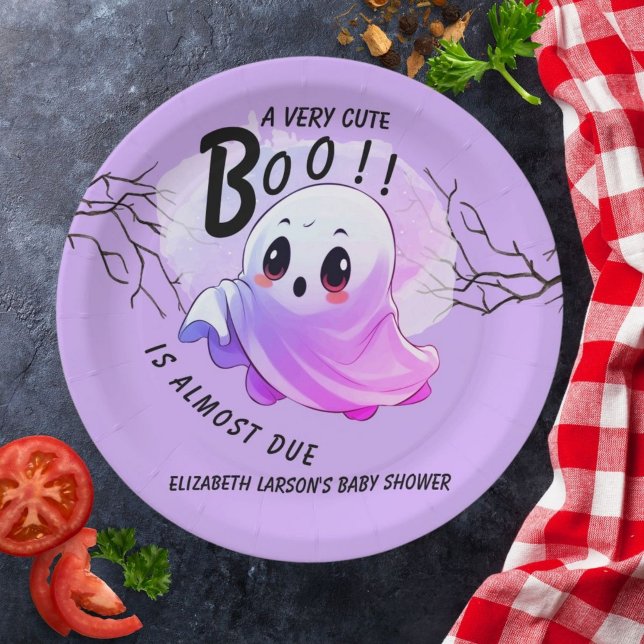 Assiettes En Carton Boo Baby shower Halloween violet à thème mignon fê (Créateur téléchargé)