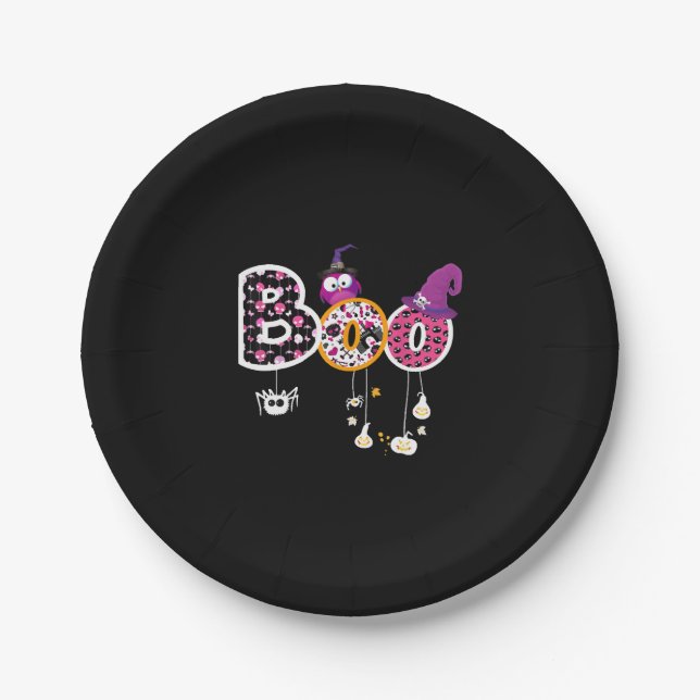 Assiettes En Carton Boo Halloween (Devant)