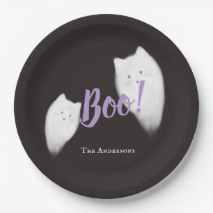 Assiettes En Carton Boo ! Halloween Ghost Chat mignonne Noir