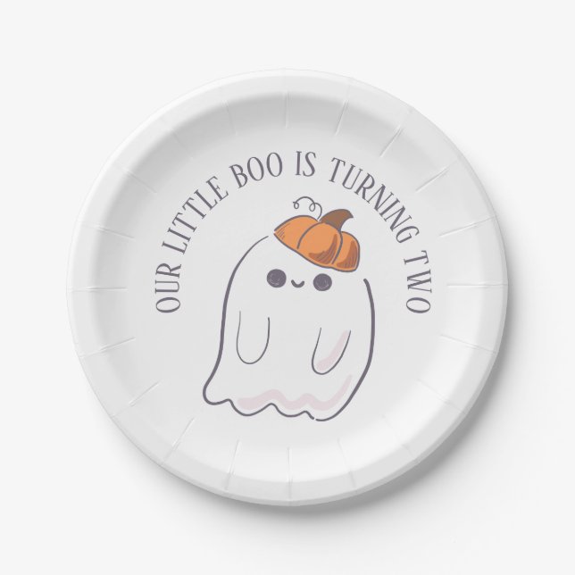 Assiettes En Carton Boo tourne deux plaques citrouilles fantômes (Devant)