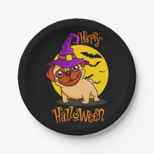 Assiettes En Carton BooF - Bruno the Witchy French Bulldog