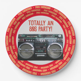 Assiettes En Carton Boombox Parti des années 80