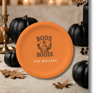 Assiettes En Carton Boos & Booze Vintage Fantôme