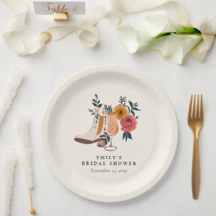 Assiettes En Carton Boots & Bubbly Fête des mariées occidentale