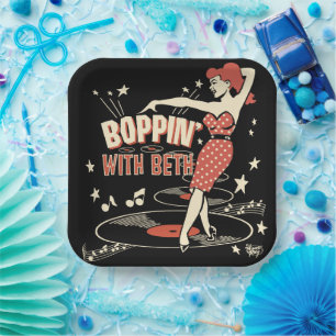 Assiettes En Carton Boppin' Avec plaque Beth