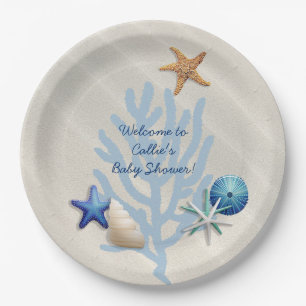 Assiettes En Carton Bord de mer Oceanic Beach Baby shower de garçon à 