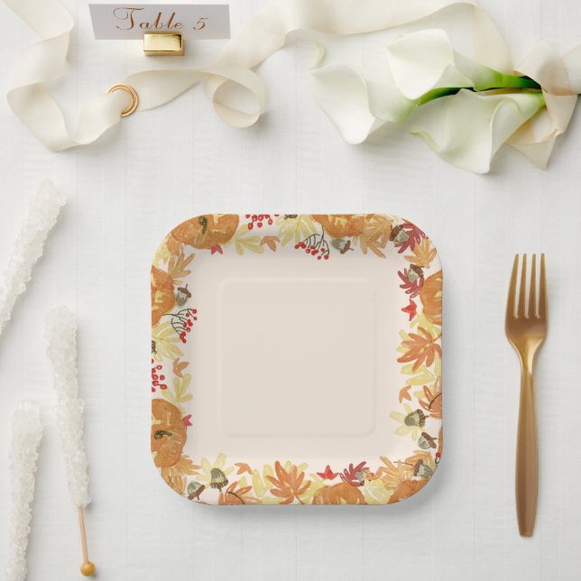 Assiettes En Carton Bordure Brown rouge et orange (Mariage)