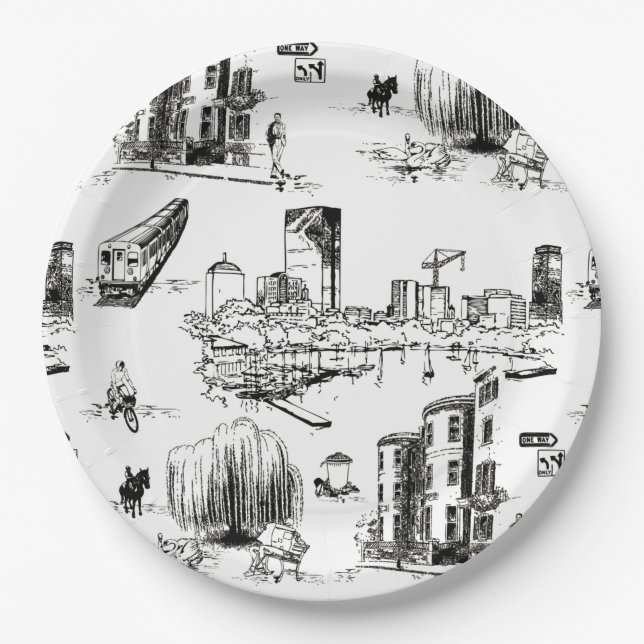 Assiettes En Carton Boston Toile (Devant)