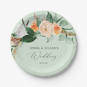 Assiettes En Carton Botanique Boho Green Sage Mariage personnalisé