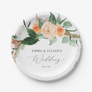Assiettes En Carton Botanique Boho verdure fleurie Mariage personnalis