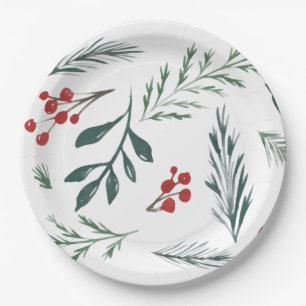 Assiettes En Carton Botanique d'hiver Vacances Élégantes