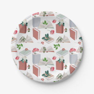 Assiettes En Carton Botanique Livres & Bibliothèque Motif de lecture