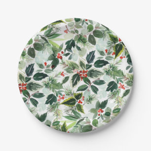 Assiettes En Carton Botanique Varié Motif d'hiver Noël
