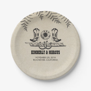 Assiettes En Carton Botte de Cowboy Mariage campagnard rustique
