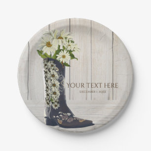 Assiettes En Carton Botte rustique de pays avec la Fête de la mariée