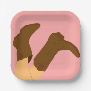 Assiettes En Carton Bottes Cowboy