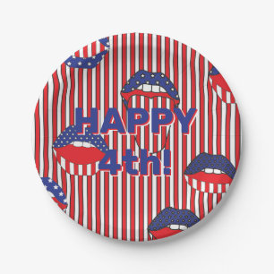 Assiettes En Carton Bouche drapeau bleu-blanc