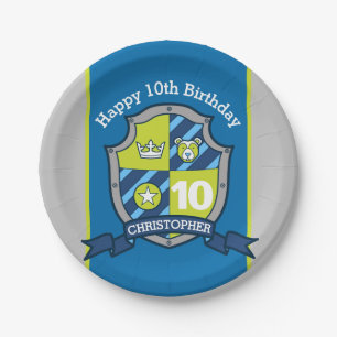 Assiettes En Carton Bouclier Chevalier 10e anniversaire plaque personn