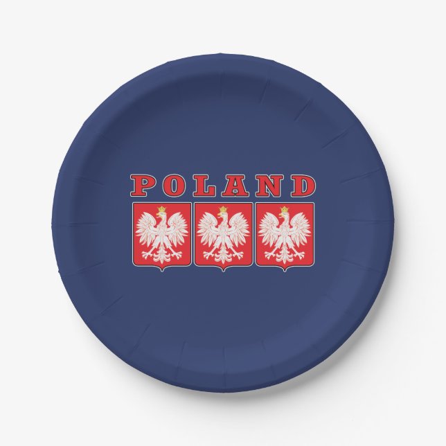 Assiettes En Carton Boucliers de la Pologne Eagle (Devant)