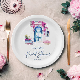 Assiettes En Carton Bougainvillea Douche nuptiale à thème méditerranée