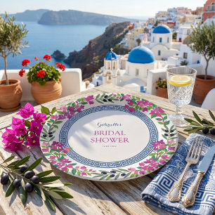 Assiettes En Carton Bougainvillea Méditerranéen Mariage grec