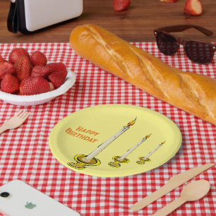 Assiettes En Carton Bougie Bonne Plaques Papier Anniversaire