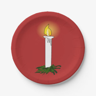 Assiettes En Carton Bougie de l'Avent Rouge