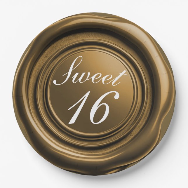 Assiettes En Carton Bougie Or Foncé Cire de Scellage Mariage Douce 16 (Devant)