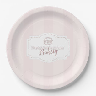 Assiettes En Carton Boulangerie de gâteaux rose Pastel personnalisée