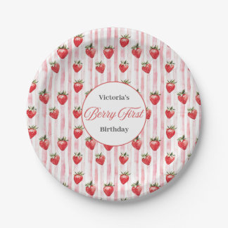 Assiettes En Carton Boule d'anniversaire personnalisée "Berry First"