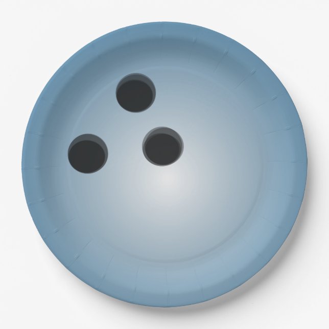 Assiettes En Carton Boule de Bowling Bleu (Devant)