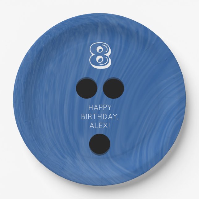 Assiettes En Carton Boule de Bowling tourbillonnant | Choisissez la co (Devant)