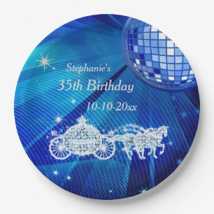 Assiettes En Carton Boule de Disco, Princesse Carrosse & Chevaux 35e A