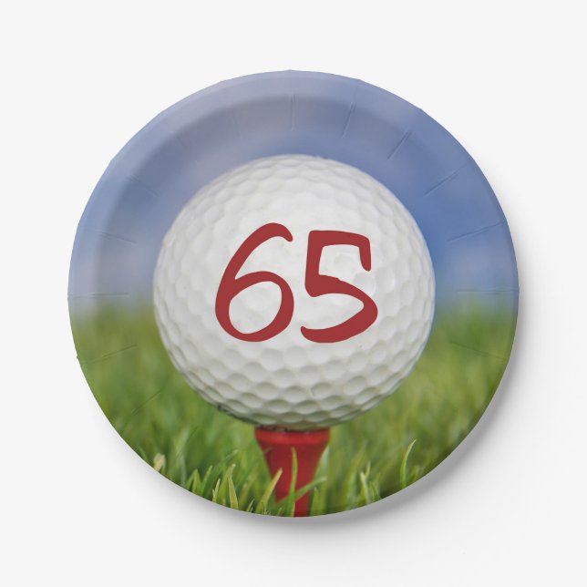 Assiettes En Carton Boule de golf 65e anniversaire (Devant)