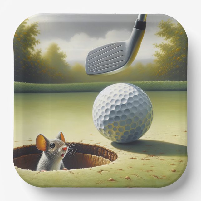 Assiettes En Carton Boule De Golf Et Souris (Recto)