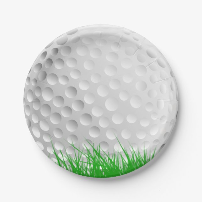 Assiettes En Carton Boule de golf sur l'herbe (Devant)