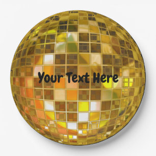 Assiettes En Carton Boule Gold Disco les années 70 9 pouces