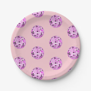 Assiettes En Carton Boule moderne rose violet Disco Motif Pastel rose