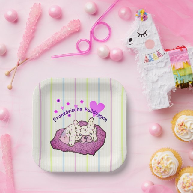 Assiettes En Carton Bouledogue français Anniversaire French Bulldog (Fête)