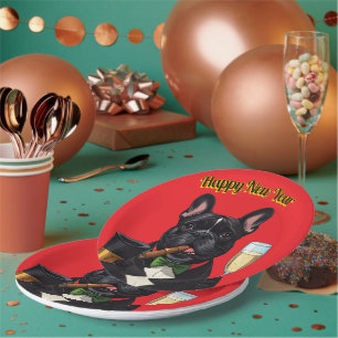 Assiettes En Carton Bouledogue français French Bulldog Nouvel An