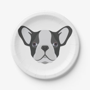 Assiettes En Carton Bouledogue français mignon d'illustration
