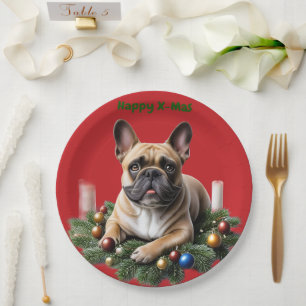 Assiettes En Carton Bouledogue français Noël Bulldog français