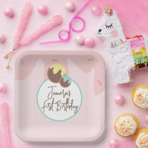 Assiettes En Carton Boules de Cakepop Mignonnes Premier Anniversaire G