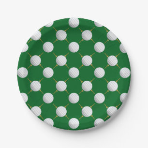 Assiettes En Carton Boules et tee - shirt de golf sur le vert